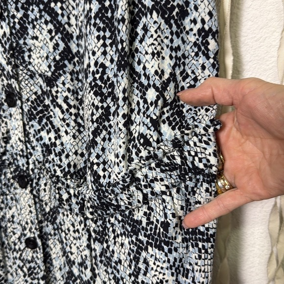Proenza Schouler | White Label Black Blue Snak Print Button Front Midi Dress 12 - Picture 3 of 12